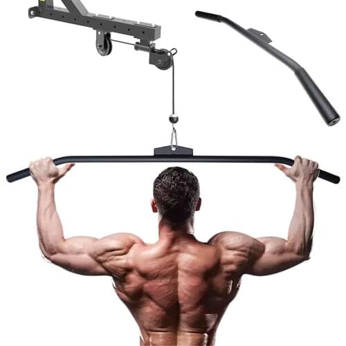 Home Fitness Pulley Cable Machine T-bar Grip Handle Triceps Workout Training Rod for Gym Lat Pull Down Rowing Machine Attachment