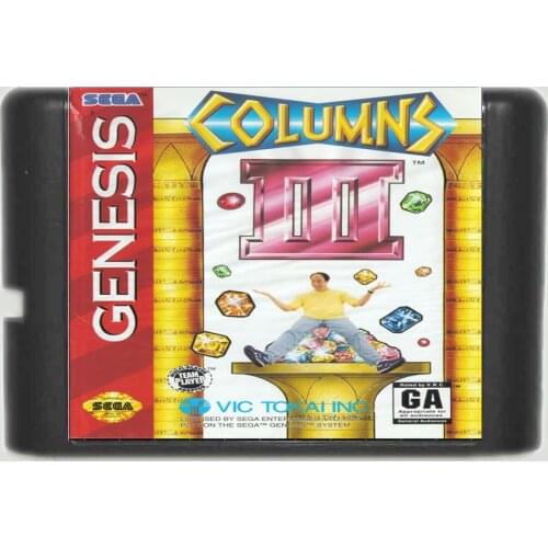 Columns 3 Game Cartridge Newest 16 bit Game Card For Sega Mega Drive / Genesis System