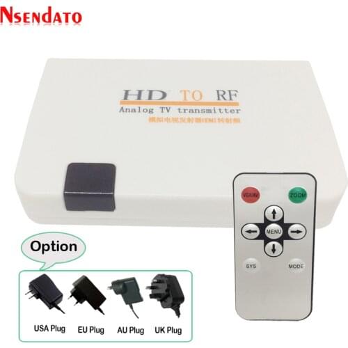 HD to RF Coaxial Modulator Converter Analog Signal TV Transmitter Box with Remote Control Zoom Support HDTV Monitor Projector