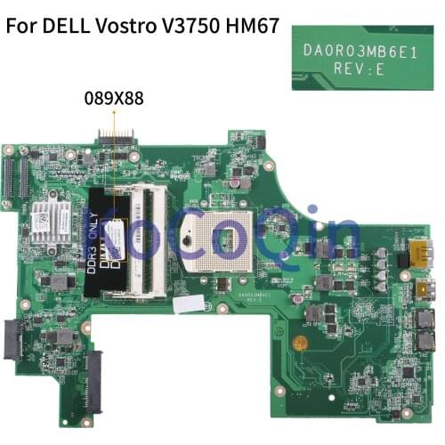 KoCoQin Laptop motherboard For DELL Vostro 3750 V3750 Mainboard 089X88 CN-089X88 DA0R03MB6E1 HM67