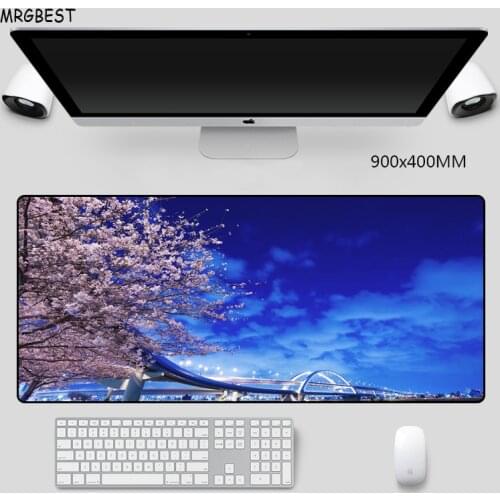 MRGBEST Mouse Pad Large Japan Hokkaido Bridge Sakura Non-slip Optional Thickness Rubber with Locked Edge Wrist Mats for Gamer