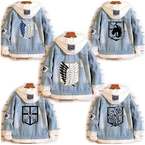 Attack on Titan Cosplay Denim Jacket Autumn Hooded Outwear
