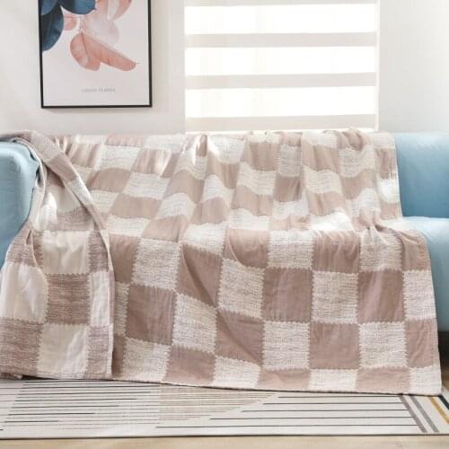 Lightweight Muslin Pure Cotton Towel Blanket Throw Cover Blankets For Bed Sofa Summer Gauze Nap Air Condition Geometry Bedspread
