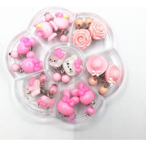 Little Princess Cartoon Holeless Holeless Earrings Earrings Kids Girls Action Beauty Toys Birthday Or Holiday Gift