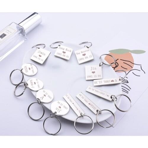 10 Pcs/lot Kpop Star Pendant Toy SUGA V JHOPE RM JIN JUNGKOOK JIMIN Metal Name Birthday Keychain Keyring Fans Toy Gift