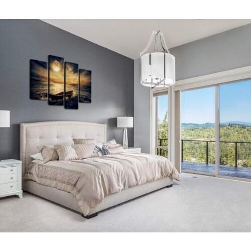 Canvas Wall Art Waves Moom Sea Painting on Canvas Stretched Framed Canvas Paintings For Home Decor , Ready to Hang Drop shipping