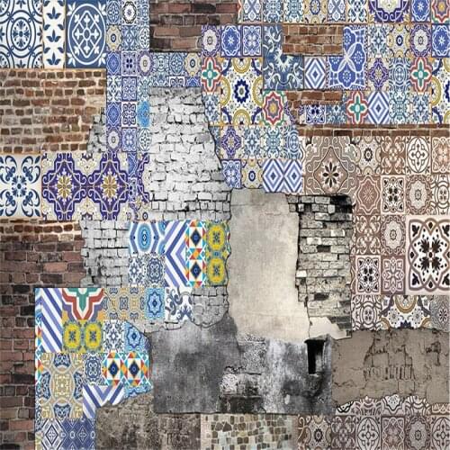 Beibehang modern wallpaper-3d background large painting Bohemian pattern brick murales de pared hotel badroom wall mural for