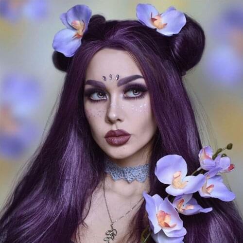 Neon Green Wigs for Black Women Long Silky Straight Pre-Plucked Natural Hairline Lace Front Wig Purple Green Red Blue Grey Hair