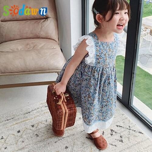 Sodawn Clothes GirlNew Summer Lace Sleeveless Floral Dress Baby Clothing Dress For Girls Childrens Clothing Kids Clothes Girls