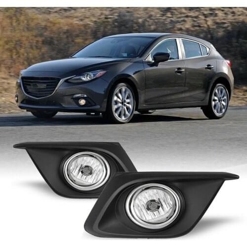 DHBH-Car Clear Lens Pair Bumper Fog Light Lamp+Switch Kit for Mazda 3 14-16