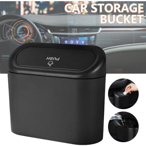 Car Trash Garbage Can Flip Lid Dustbin Interior Organizer Box Auto Stowing Tidying Waste Universal Hanging Container Accessories