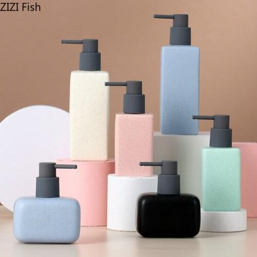 Simple Solid Color Ceramic Soap Dispenser Bathroom Bathroom Shampoo Box Soap Box Press Home Detergent Storage Bottle