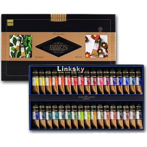 Mijello Misson Series Gold Class 36/34/24/12 Color High Concentration Artist Level Watercolor Pigmet, Excellent Light Fastness