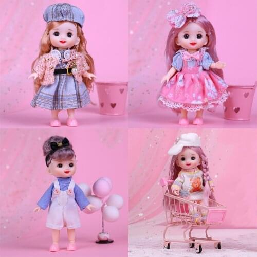 6INCH BJD Doll Moveable Jointed Surprise Dolls Baby Toys With Sweet Smile Face Naked Nude Female Body Dolls Toys For Girls Gift