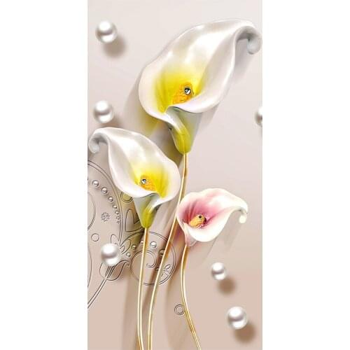 Modern Fashion Floral Diamond Painting Full Round Porch Corridor Nouveaute DIY Sticking Drill Cross Embroidery 5D Vertical Plate