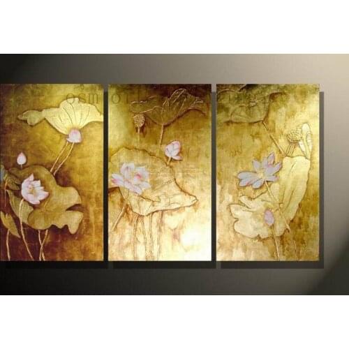 Wedding Decoration Hand Painted Beautiful Flowers Lotus Knife Oil Painting on Canvas Beautiful Lotus Flowers Oil Painting