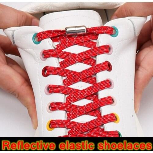 Reflective Elastic Laces without ties Shoelaces for Sneakers No Tie Shoe laces Kids Adult Quick Flat Shoe lace Rubber Shoestring