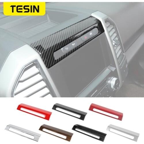 TESIN ABS Car Emergency Light Switch Panel Decoration Cover Trim Stickers for Ford F150 2015 Up Car Interior Accessories Styling