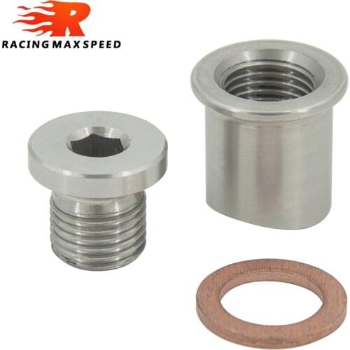 Universal O2 Oxygen Sensor Stepped Mounting Boss And Plugs Stainless Steel Adapter M12 X 1.25 / M18 X 1.5 Thread Nut Bung