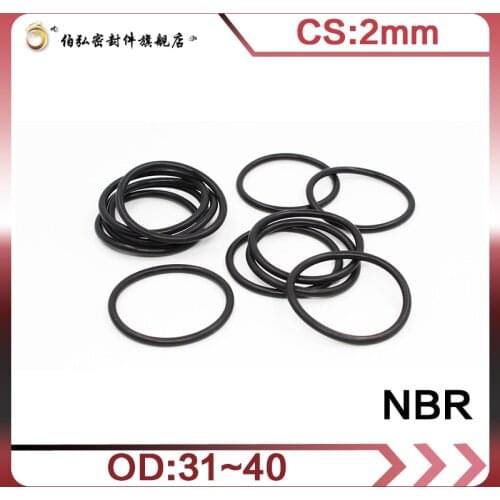 Nitrile Rubber O-Ring 20PC/lot Black NBR Sealing CS 2mm OD31/32/33/34/35/36/38/40mm O-Ring Seal Gasket Ring