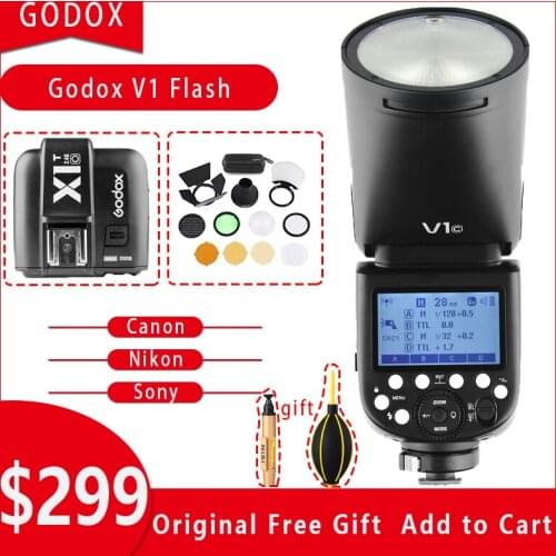 Pre-Order Godox V1 Flash Camera Speedlight TTL 1/8000s HSS lithium battery Speedlite Flash for Canon Nikon Sony Studio Camera