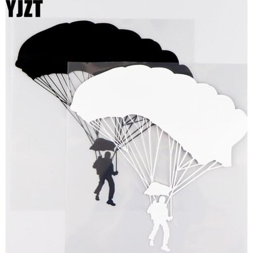 YJZT 15X15.5CM Vinyl Decal Art Mural Skydiving sport Extreme Parachute Car Sticker Black / Silver 10A-0379