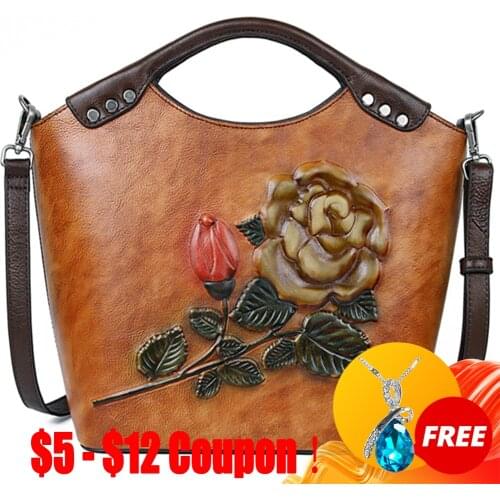 CGA Vintage Bags For Women 2021 New Handmade Embroidery Luxury Designer Leather Handbags Leisure Capacity Shoulder Crossbody Bag