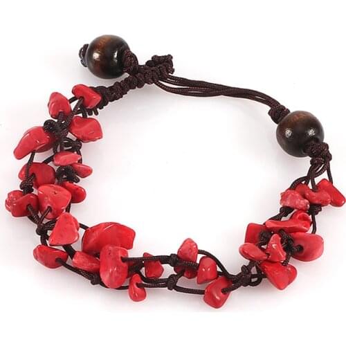 Women Natural Stone Irregular Bracelet Adjustbale Healing Gravel Beaded Handmade Braided Bracelets Bangle for Girl Reiki Jewelry