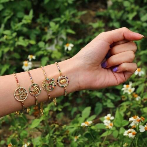 Bohemian CZ Rainbow Virgin Mary Cross Bracelets For Women Crystal Evil Eyes Protection Bracelet Gold Charms Pendant Jewelry 2021