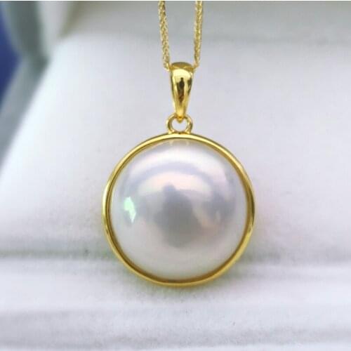 NYMPH Genuine 18K Gold Necklace Pendant AKOYA Sea Water Mabe Pearl Pure AU750 Fine Jewelry For Women Engagement Gift D505