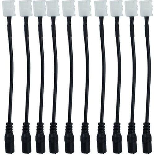 2Pin 8mm/10mm Connector Cable DC Female Plug For 3528/5050 Single LED Strip