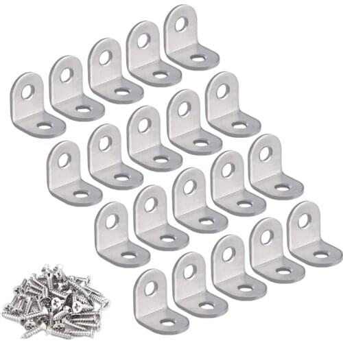 20 Pcs Stainless Steel L Bracket Corner Brace Joint Right Angle Bracket Fastener L Shaped Corner Fastener Joints Bracket