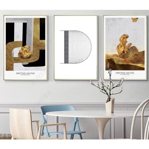HD Printed 3 Pieces Minimalist Gold Mountain Water Printed On Canvas Painting Living Room Decor Wall Art Pictures No Frame