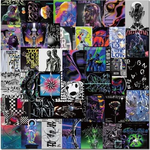 40Pcs/Set Psychedelic Acid Graphies Stickers Cartoon Graffiti Stickers for DIY Luggage Laptop Refrigerator Motorcycle Sticker