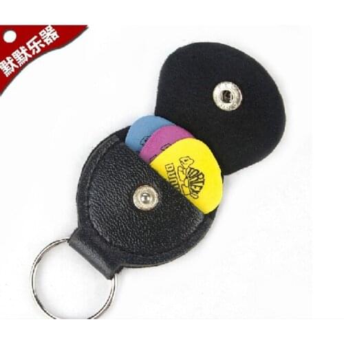 50pcs new Leather Key Chain Guitar Picks Holder Keychain Plectrums Bag Case free shipping