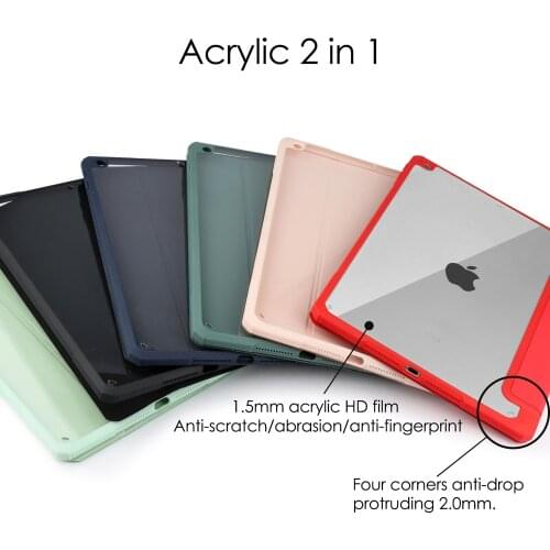 Case For New iPad 8th 10.2 2020 Case With Pencil Holder Magnetic Stand + Acrylic Soft Back Cover For iPad 10.2 7th 2019 Case