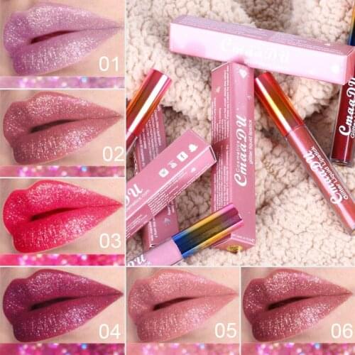 Cmaadu Velvet Matte Liquid Lipstick Long Lasting Diamond Glitter Cosmetic Beauty Makeup Shimmer Lip Gloss Lip Tint HF081