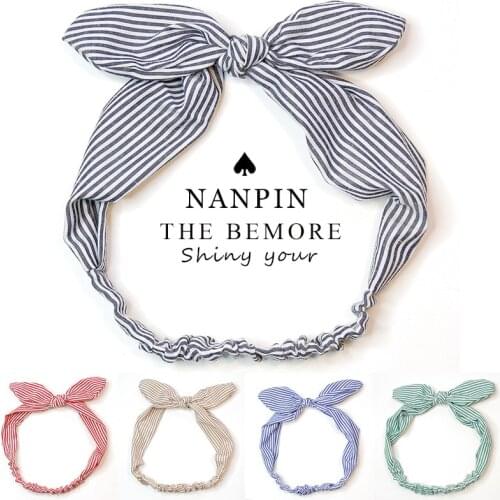 Rabbit Ears Solid Cotton Girl Headbands For Girls Elastic Handmade Adjustable Fashion Women Hairband Hair Accessories