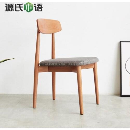 Genji Wooden Language Full Solid Wood Chair Cherry Wood Home Dining Chair Nordic Simple Make-up Chair Restaurant Leisure Chair