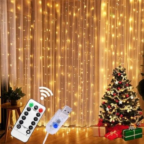 Festoon Garland Curtain for Room New Years Wedding Christmas Lights Decorations Indoor Window USB 3M Fairy Lights Decor Xmas