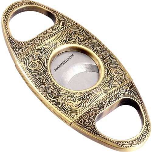 Engraved Cigar Cutters Double Blade Most Cigars Scissor for Man