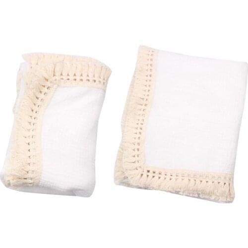 Newborn Cotton Tassel Wraps Baby Muslin Swaddle Infant Stroller Bath Towel Quilt 23GD