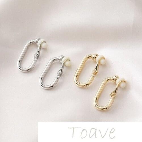 14K gold-clad copper-plated oval cushion earclip diy earring painless earclip basic hand-made material accessories