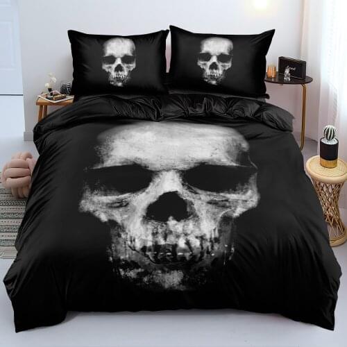 3D Skull Bed Linens Comforter Cases Set Pillowship Sets Twin King Queen Full Double Single Size Custom Design Black Beddclothes