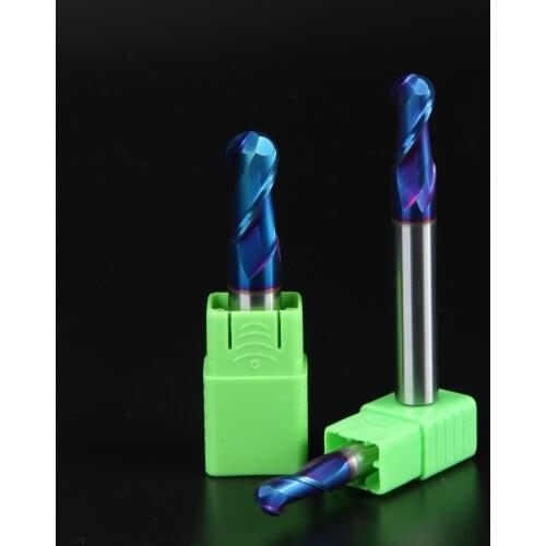 LIJUN LON HRC65 Tungsten Carbide Ball Nose Endmill with Straight Shank Nano Coated Milling Cutter