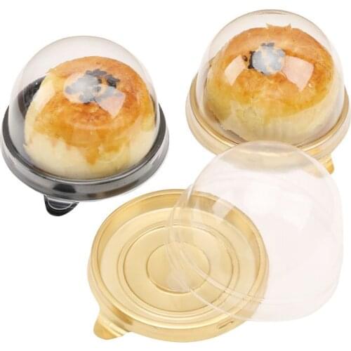 50pcs Mini Cupcake Container Mooncake Boxes Muffin Pod Dome Muffin Single Cupcake Holders Disposable Cupcake Containers