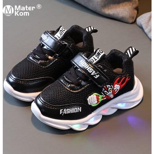 Size 21-30 Lighted Baby Toddler Shoes Girls Children Luminous Sneakers with LED Lights Boys Kids Anti-slip Glowing Sport Shoes