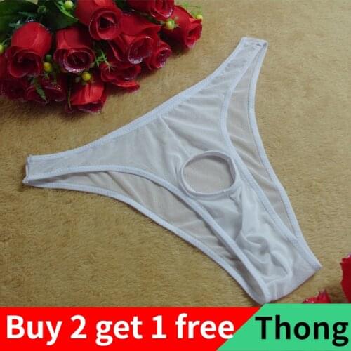 Buy 2 Get 1 Free Mens Sexy Underwear Sexy See-through Underwear Hollow Open Crotch Mesh Thong Thong Bodysuit Men Mens Lingerie