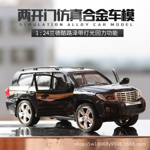 1:24 Alloy car model Toyota LAND CRUISER off-road vehicle with pull back car sound and light car toy for children gifts