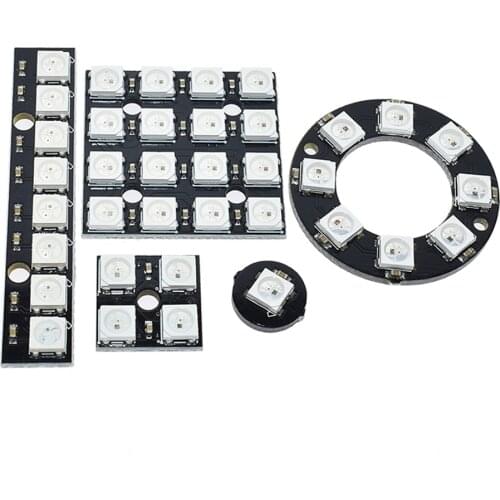 4 8 12 16 Channel WS2812 WS2812B WS 2811 5050 RGB LED Lamp Panel Module 5V 1Bit 4Bit 8Bit 12Bit 16Bit Development Board